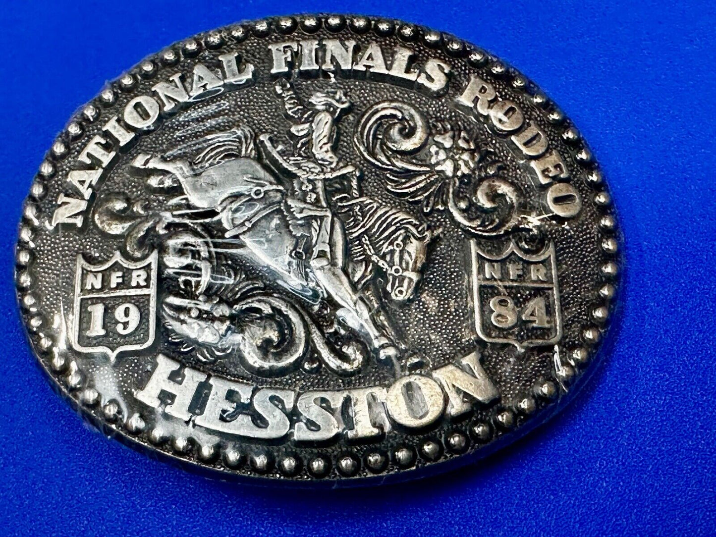 1984 NFR National Finals Rodeo NOS Youth Size Hesston Belt Buckle