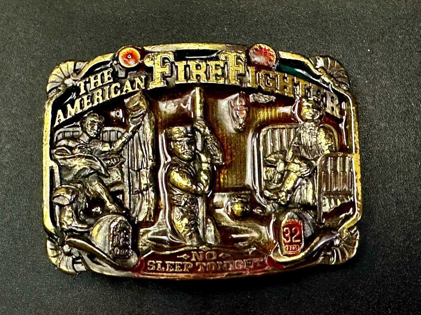 1986 The American Fire Fighter - No Sleep Tonight Vintage Belt Buckle