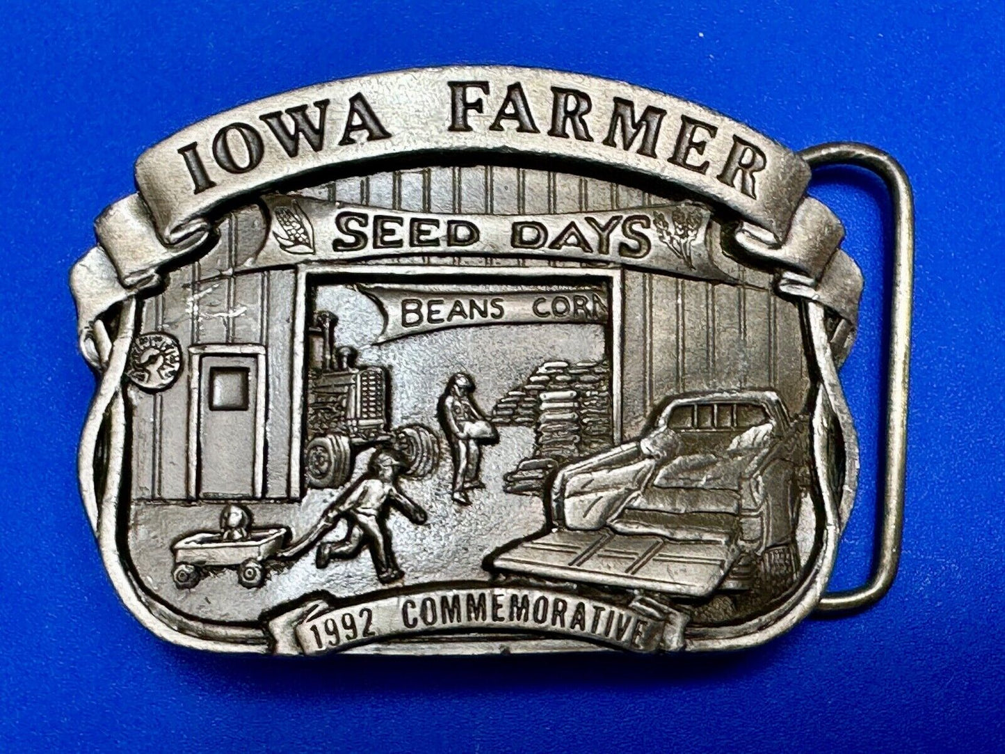 1992 Iowa Farmer seed days - State Farm Commemorative belt buckle