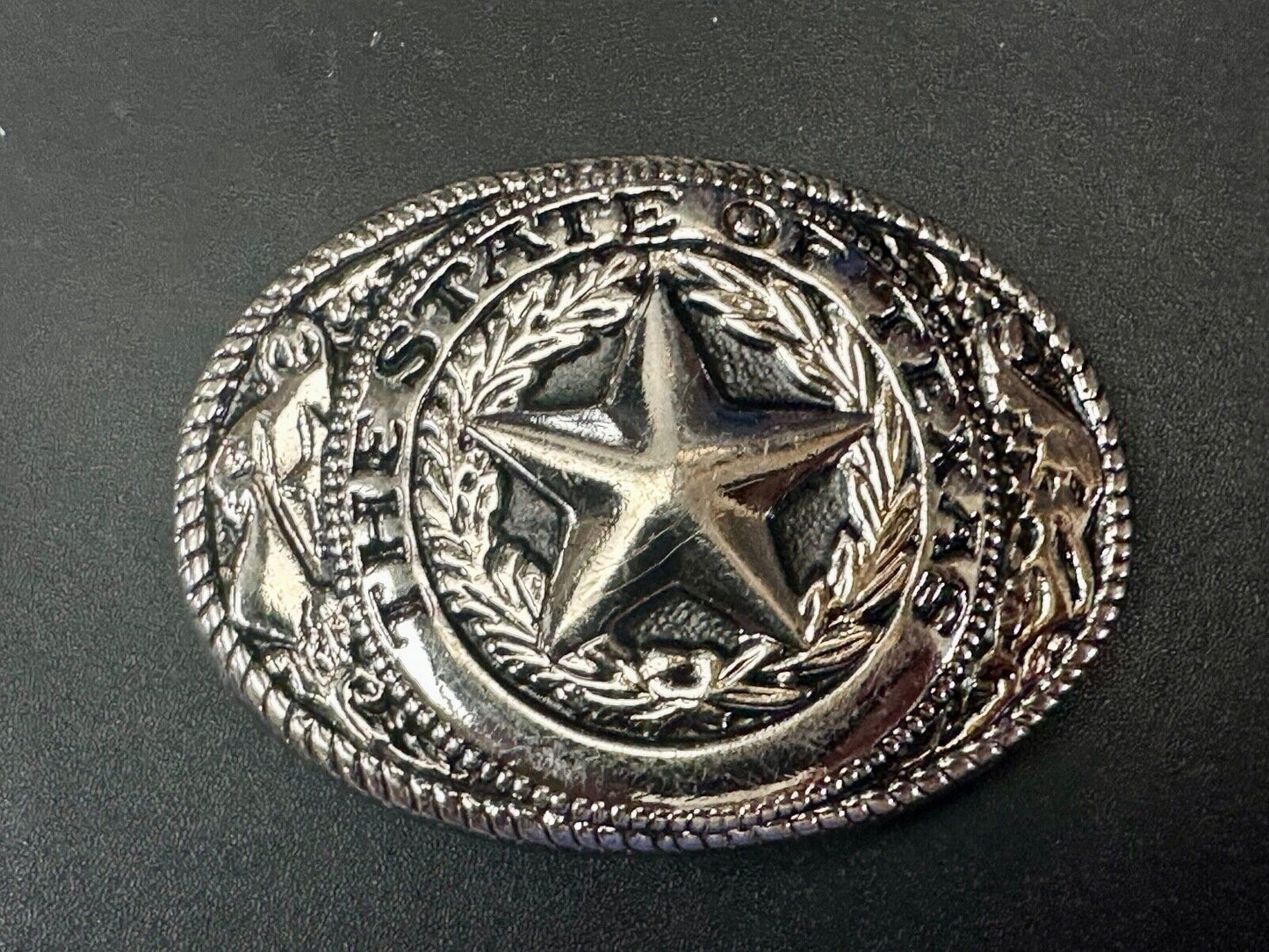 Texas Star & Flag - State Series vintage small gold tone belt buckle