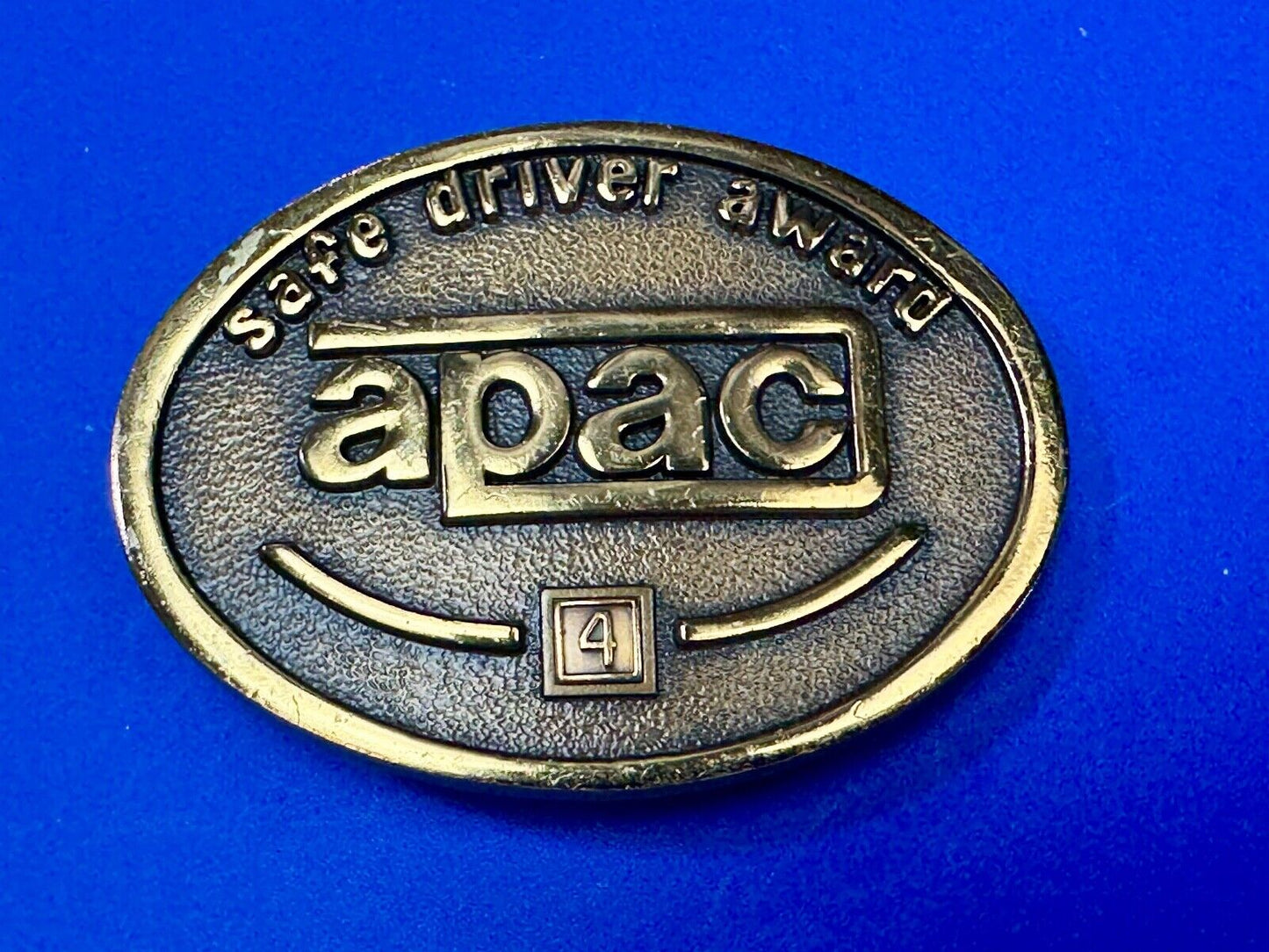 APAC Safe Driver Award belt buckle with 4 year pin by Jostens