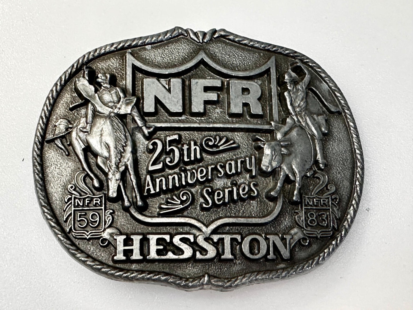 1983 Hesston NFR National Finals Rodeo Cowboys 25th aniversary Belt Buckle