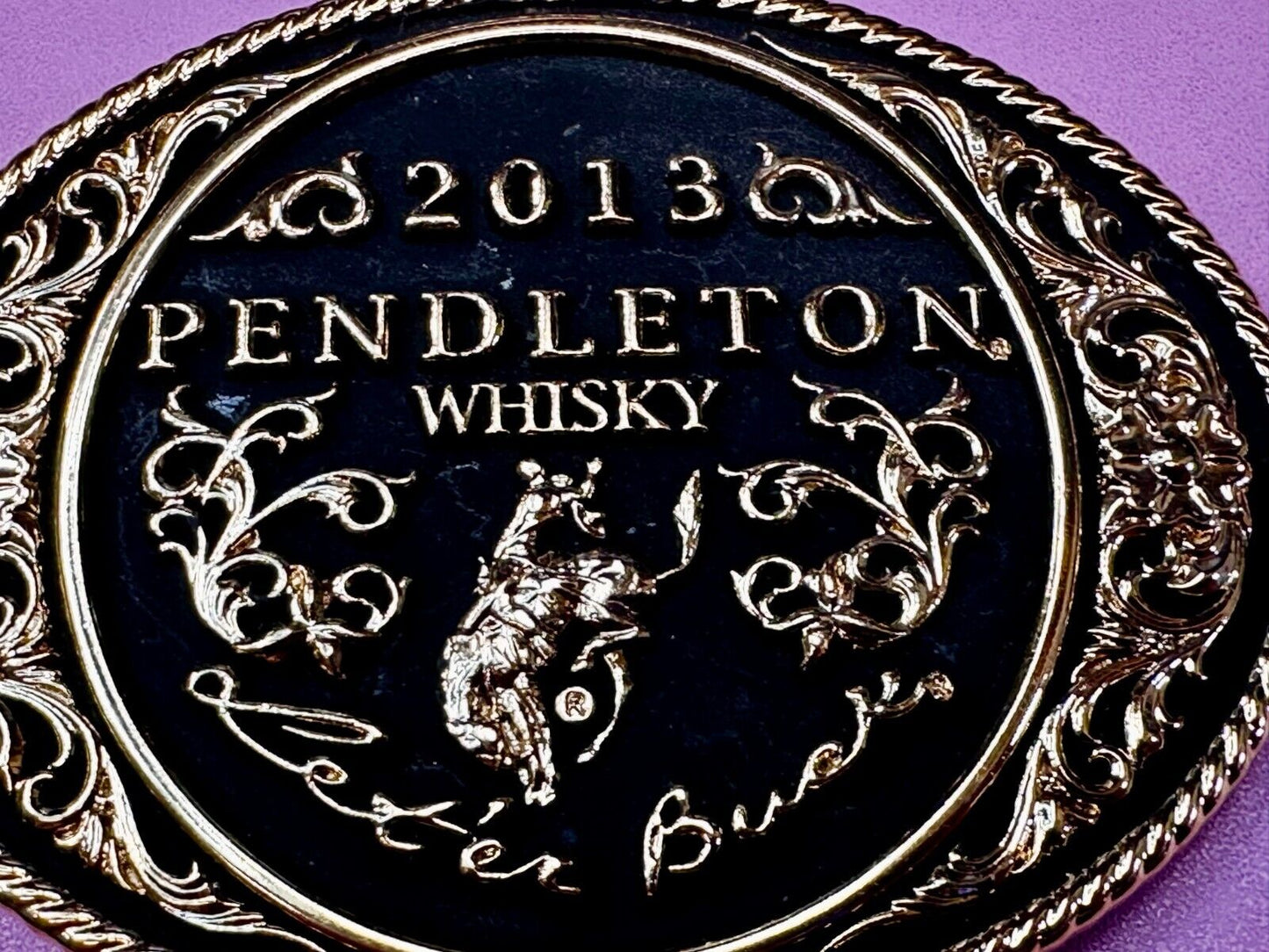 2013 Pendleton Whiskey Let'er Buck Rodeo Cowboy Montana Silversmiths Belt Buckle