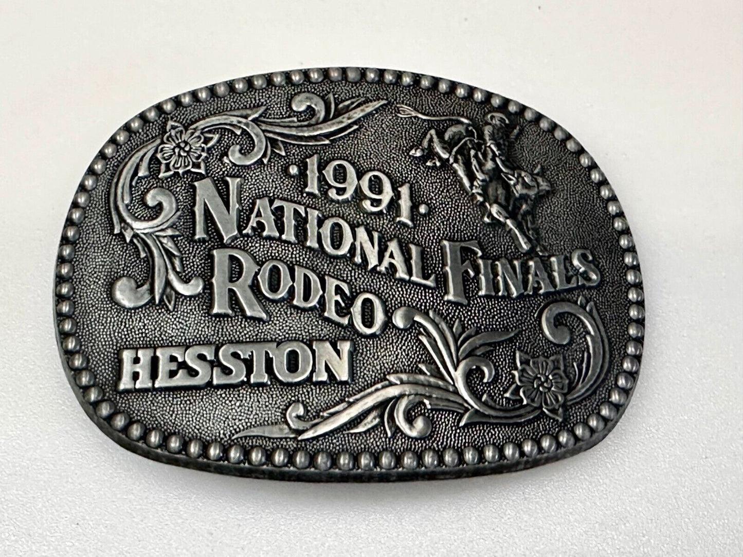 1991 ADM Hesston NFR National Finals Rodeo Cowboys Western Belt Buckle