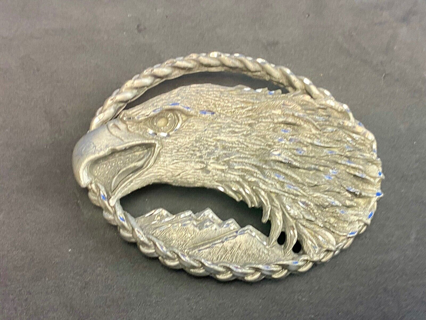 Vintage 1995 EAGLE head see through PEWTER belt buckle by EJC