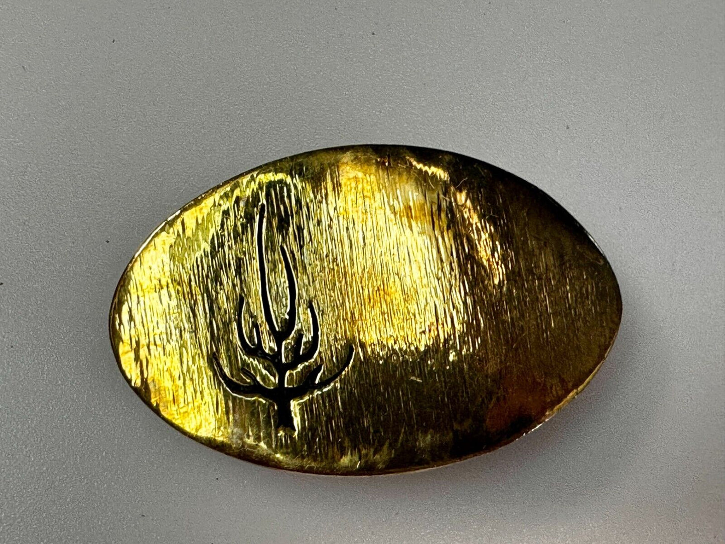 Black inland Fall Tree Small Hippy Vibe Brass Belt Buckle for up to a 1.25" belt