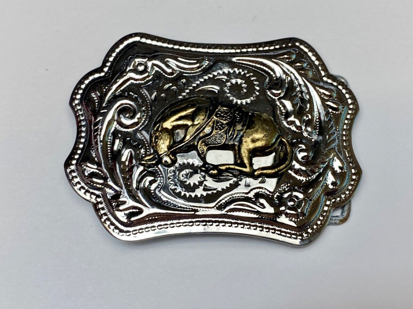 Vintage Horse End of the Trail two tone western belt buckle