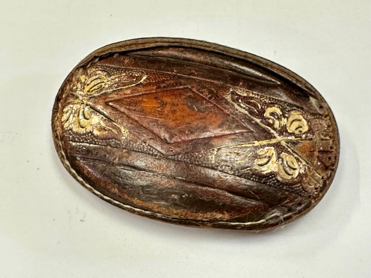 Vintage Cow Hyde Hand finished oval leather belt buckle