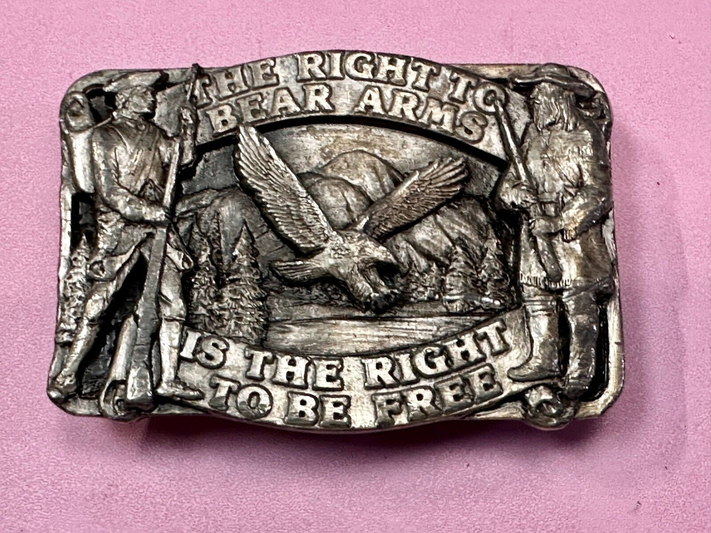 The Right To Bear Arms Is the Right ToBe Free 2nd Amendment VTG 1982 Belt Buckle