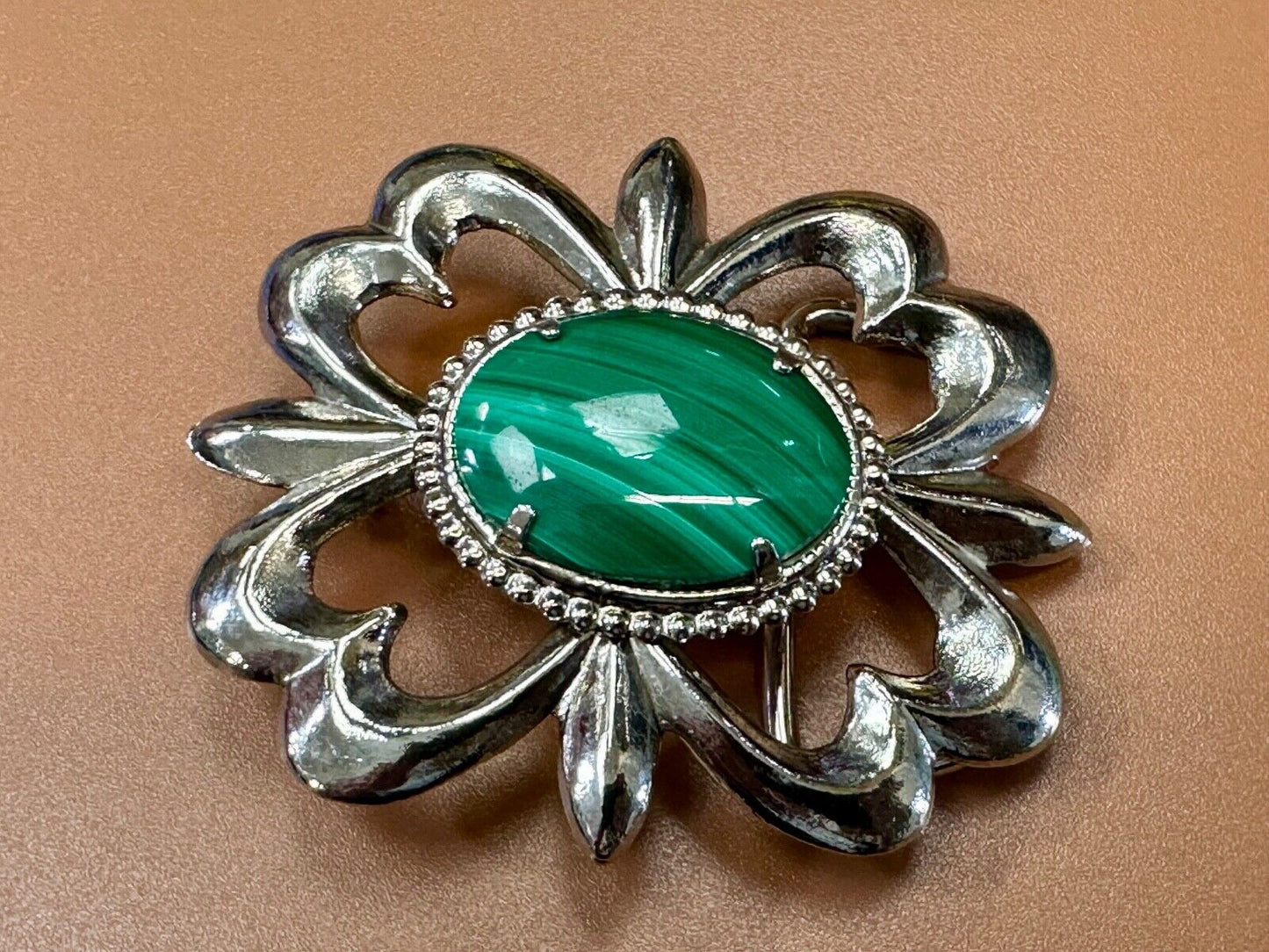 Beautiful Green Malachite Native American Navajo style Cabochon Cab belt buckle