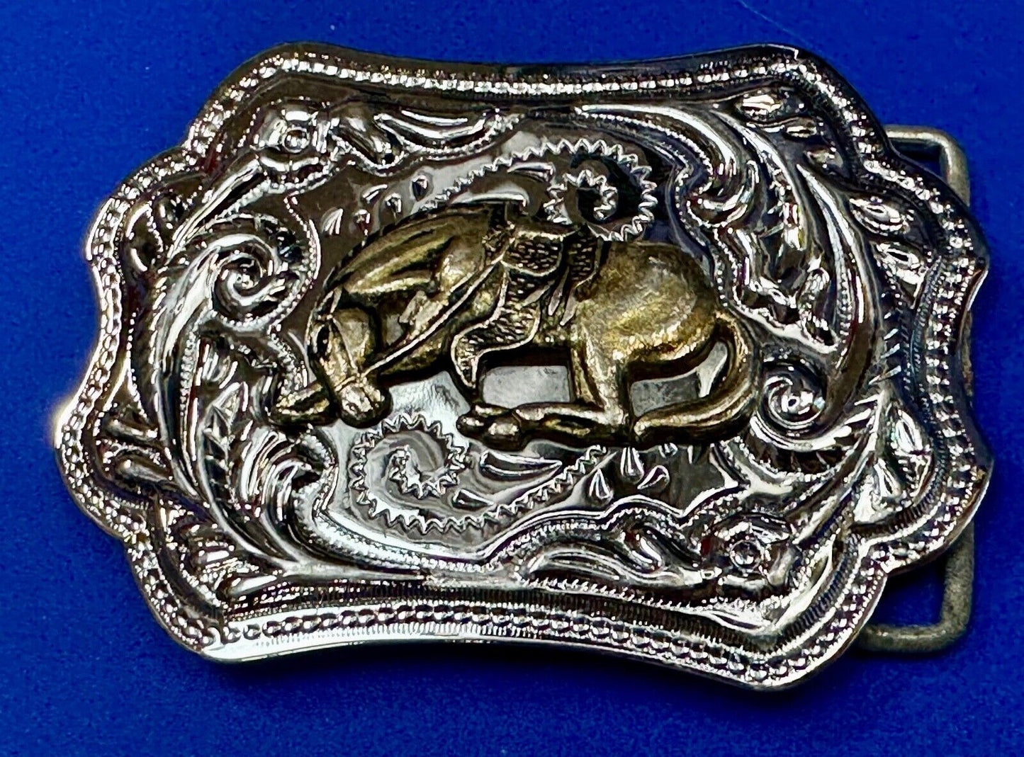Two Tone Bucking Bronc Bronco Saddle Horse Rodeo vintage belt buckle