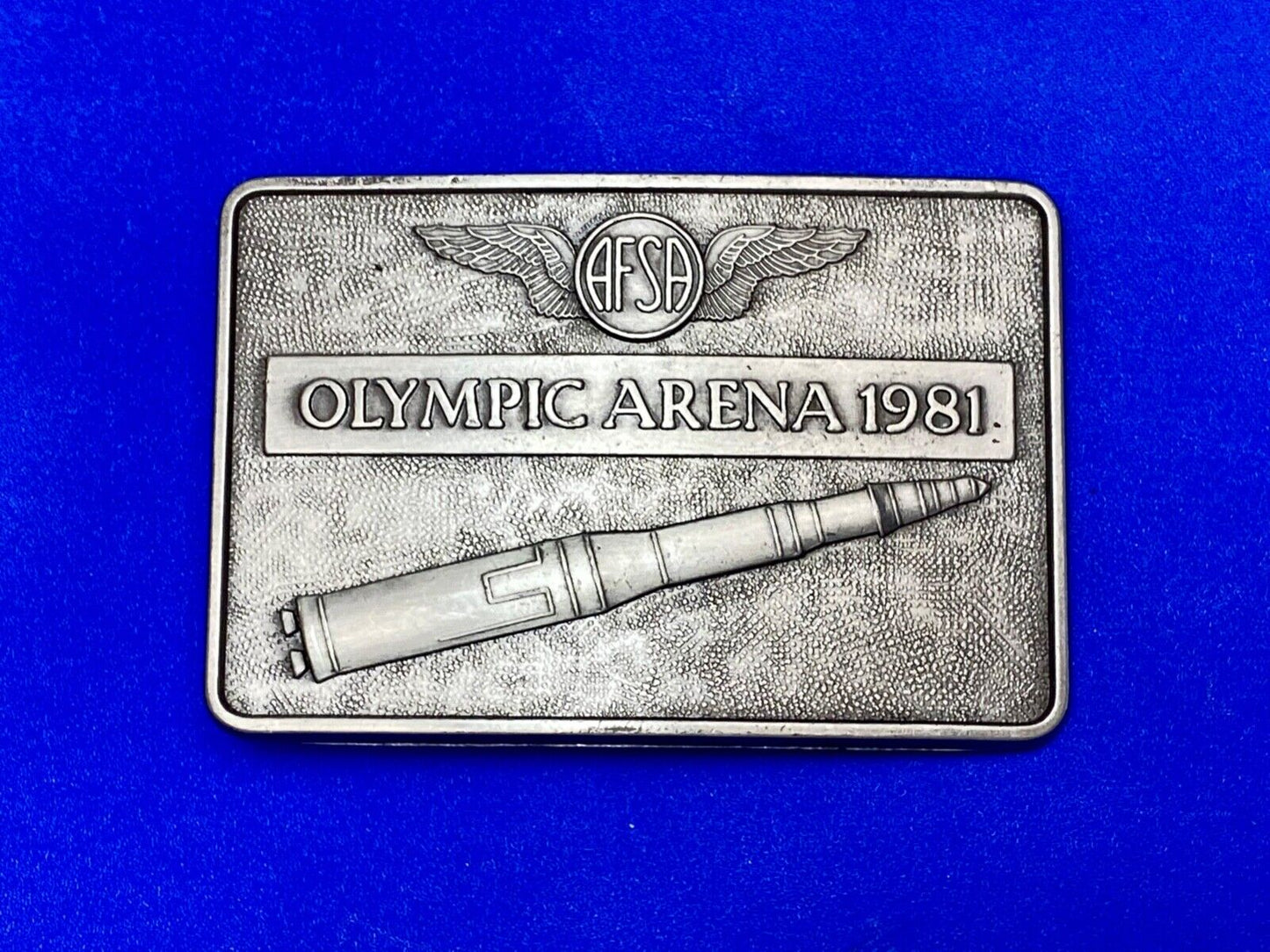 Air Force Sergeants Assn AFSA 1981 OLYMPIC ARENA space rocket Belt Buckle