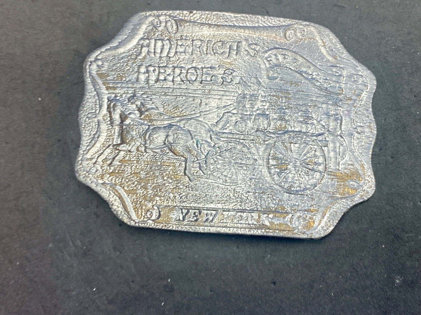 Vintage America's Heroes Fire Department Belt Buckle New York