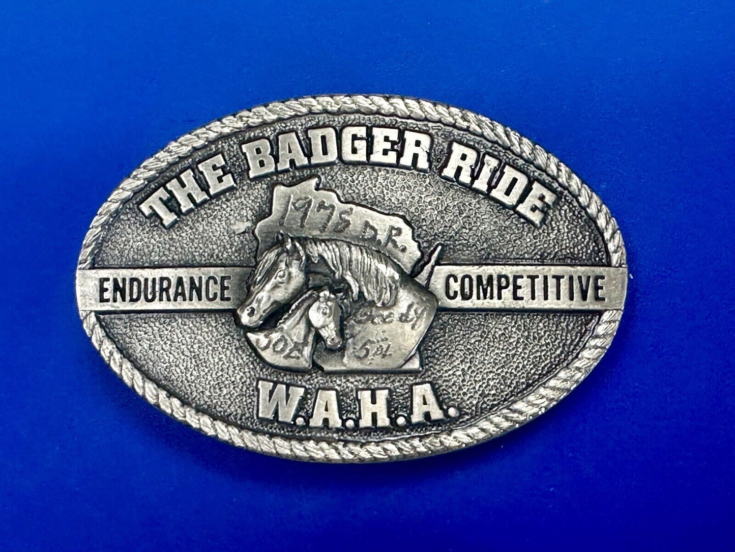 The Badger Ride WAHA Endurance Completive WI Arabian Horse Assn belt buckle