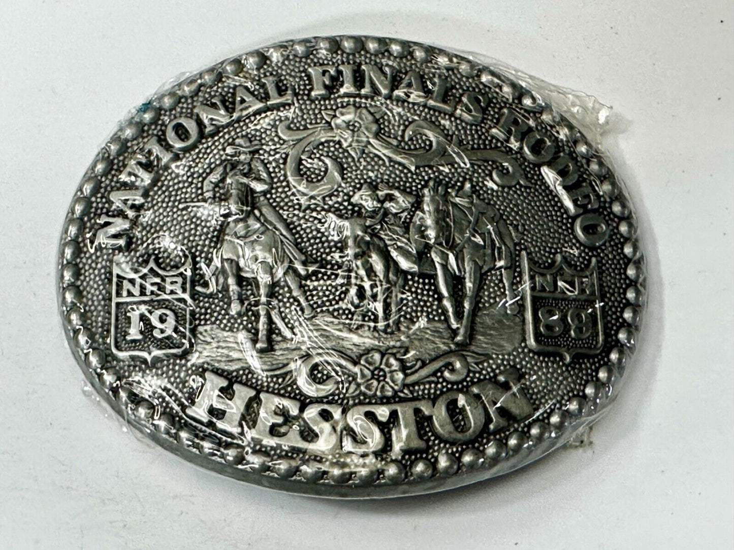 1989 Hesston National Finals Rodeo NFR Cowboys NOS Adult Size Belt Buckle