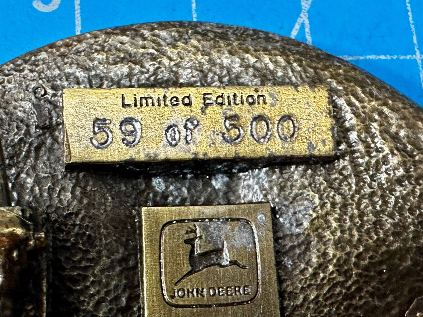 THINK GREEN - John Deere Farm Tractors Vintage Brass Tone Round Belt Buckle