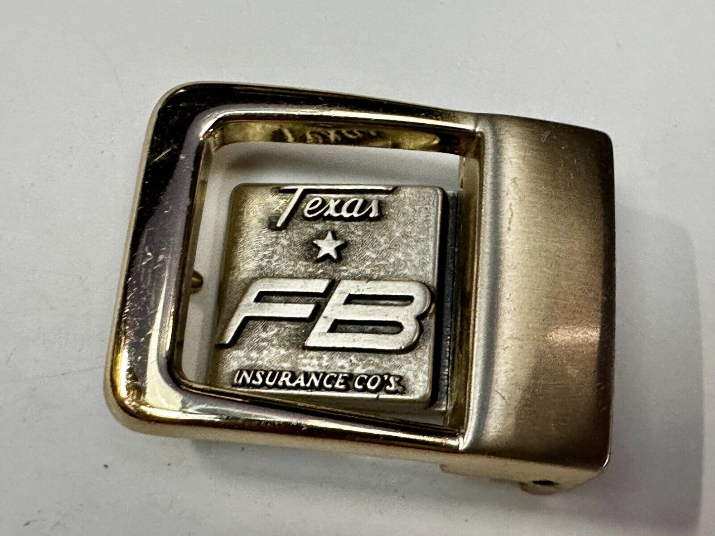 Texas Fb Insuriance Co Vintage Small Swing Out Gold Tone Belt Buckle