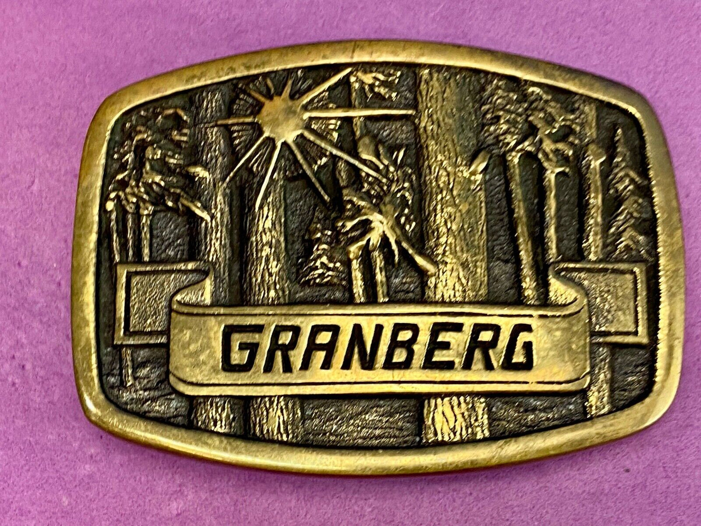 Vintage BTS GRANBERGs Industries solid brass promotional belt buckle