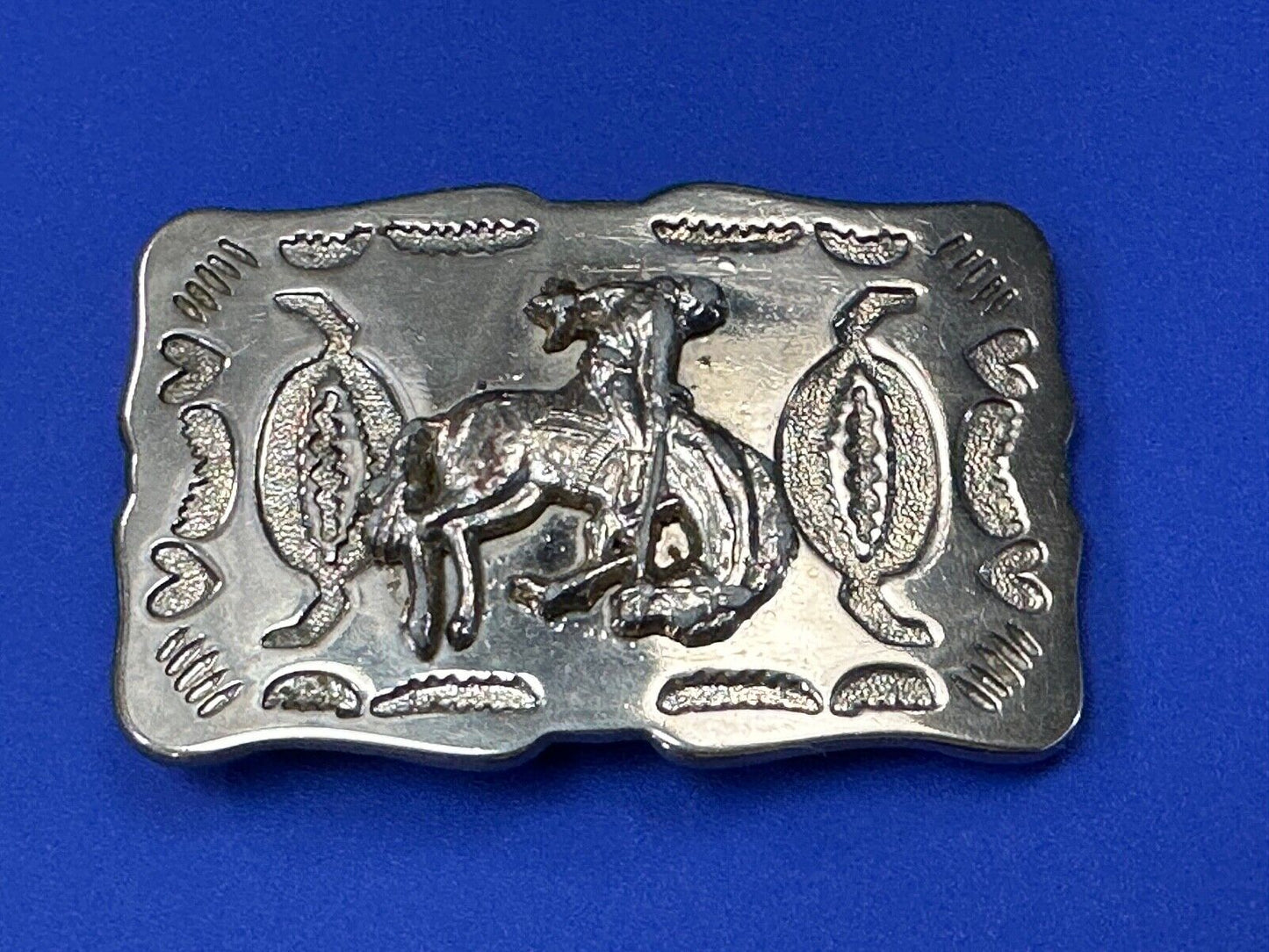 Vintage Cowboy Tipping Hat Head down Saddle Bronc western belt buckle