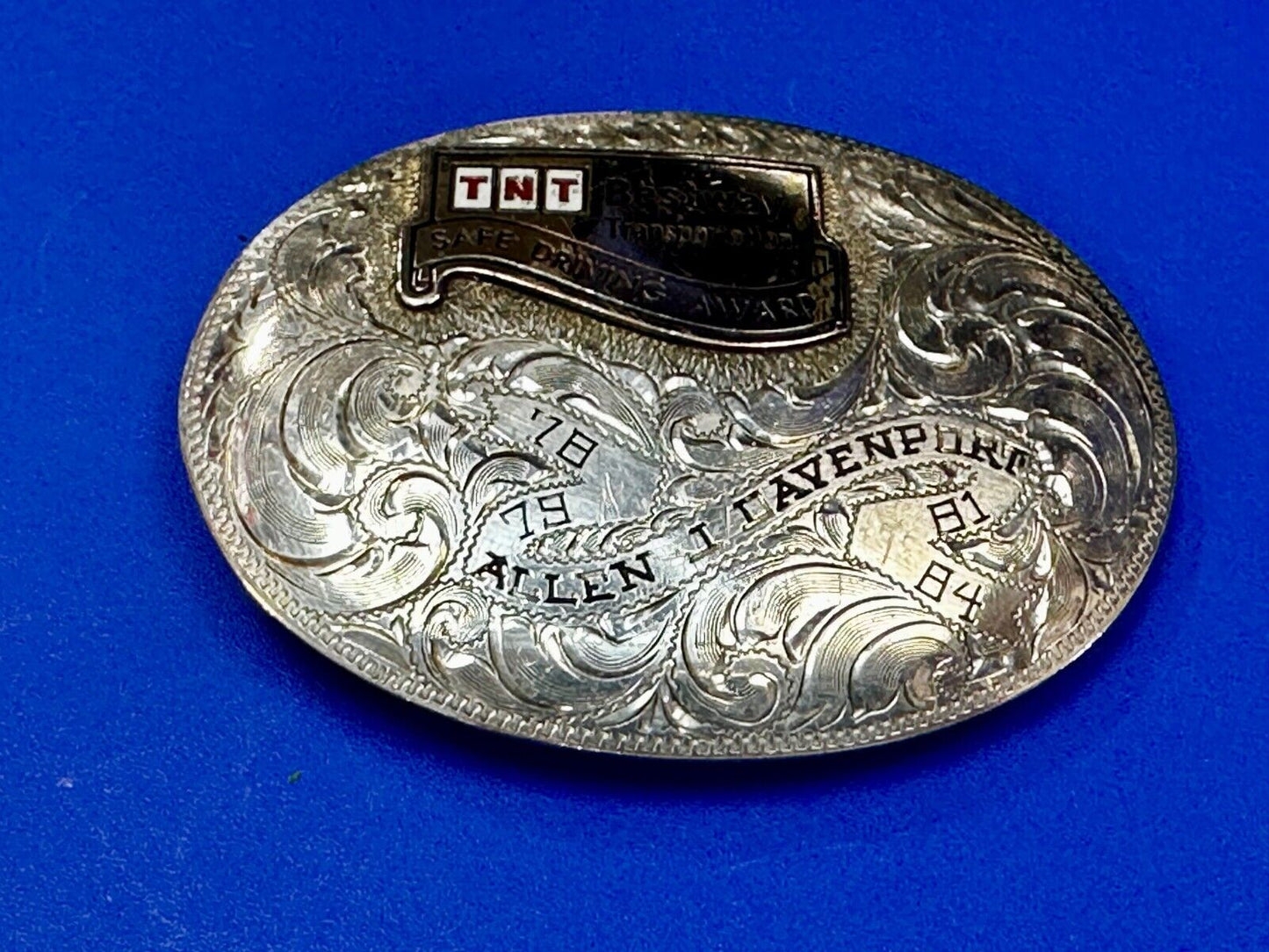 TNT Bestway Transportation Safe Driving Award Belt Buckle by BK Silversmiths