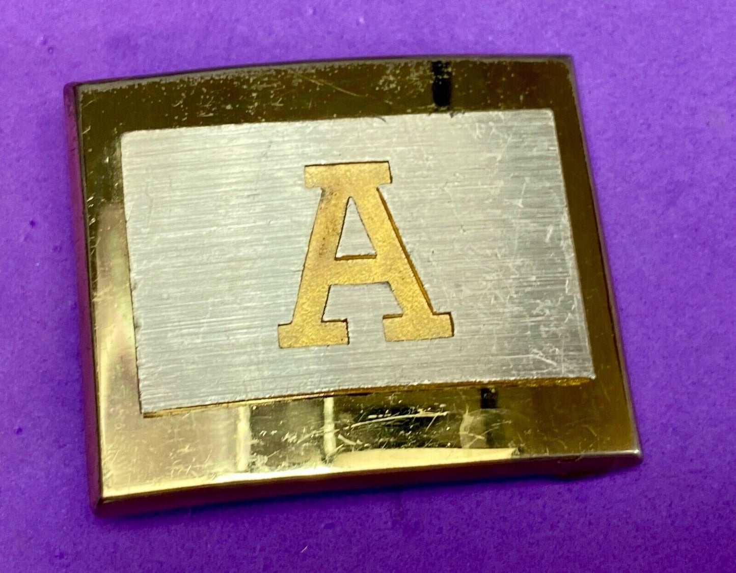 Vintage Dante Initial letter A two tone belt buckle