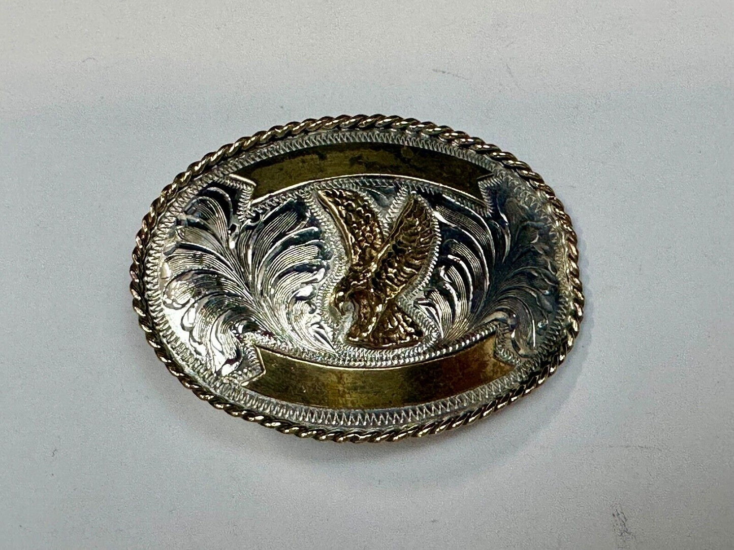 Beautiful Hunting Flying Diving Majestic Eagle on western two tone belt buckle