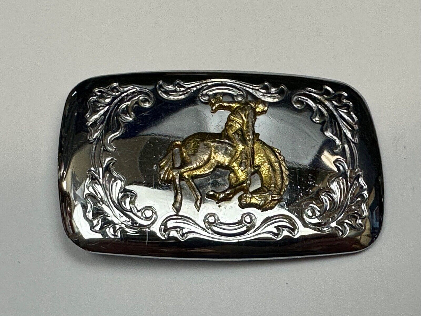 Vintage END of the trail Horse Cowboy hat off Vintage two tone belt buckle