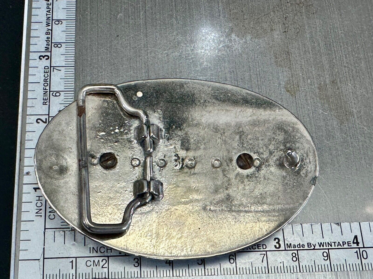 Vintage cabochon cab stone centerpiece on western silver tone belt buckle