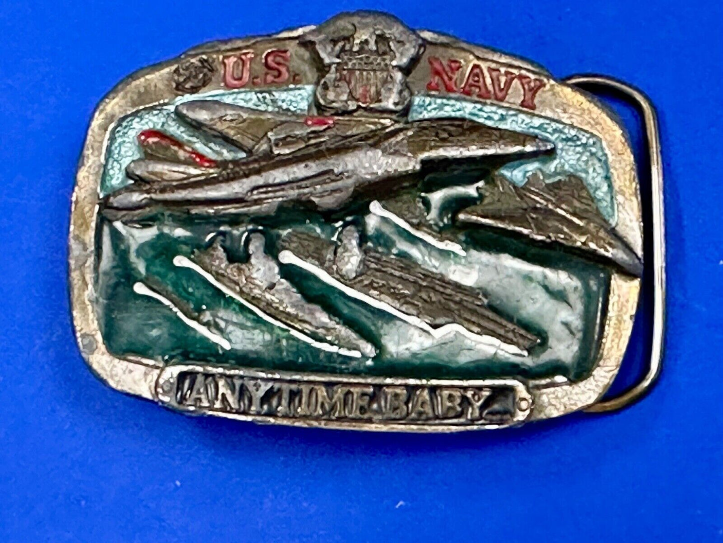 US Navy Anytime Baby 1983 Colorful Great American Belt Buckle