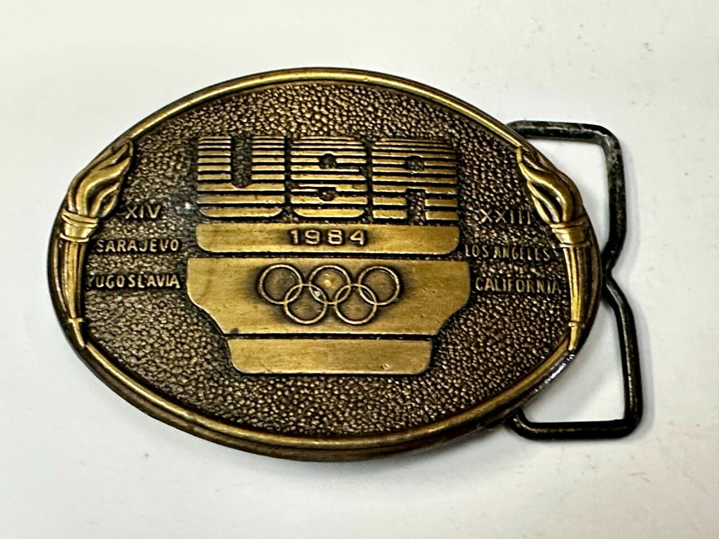 1984 USA Olympics Los Angeles California Vintage Commemorative Belt Buckle