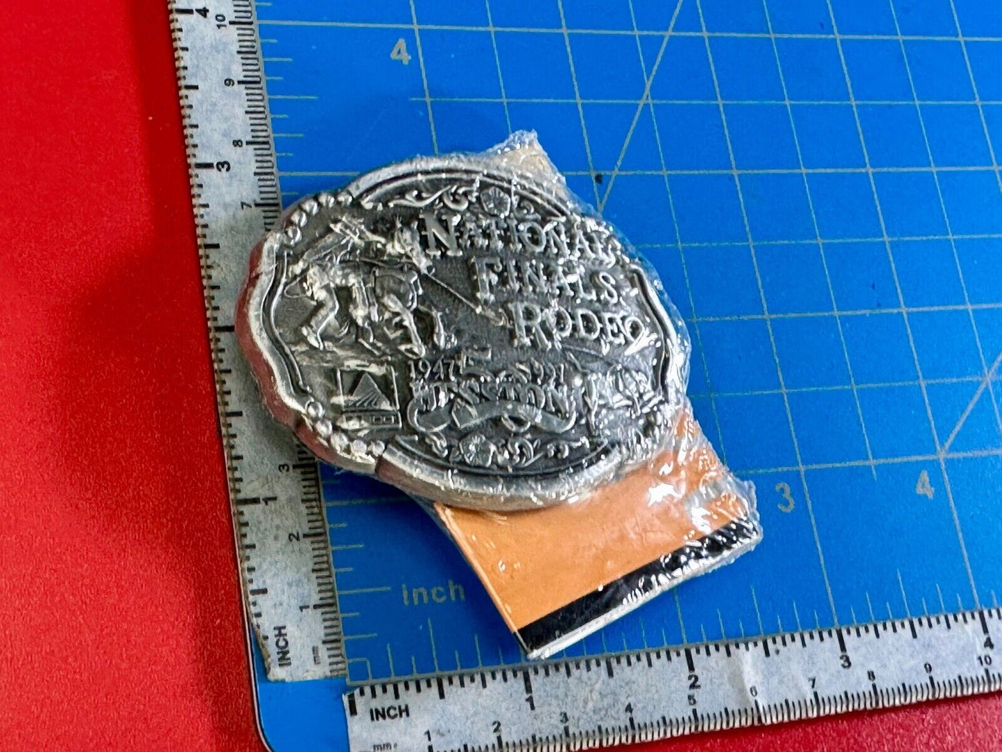 1997 Youth Sized Hesston National Finals Rodeo Bull Riding Cowboys belt buckle