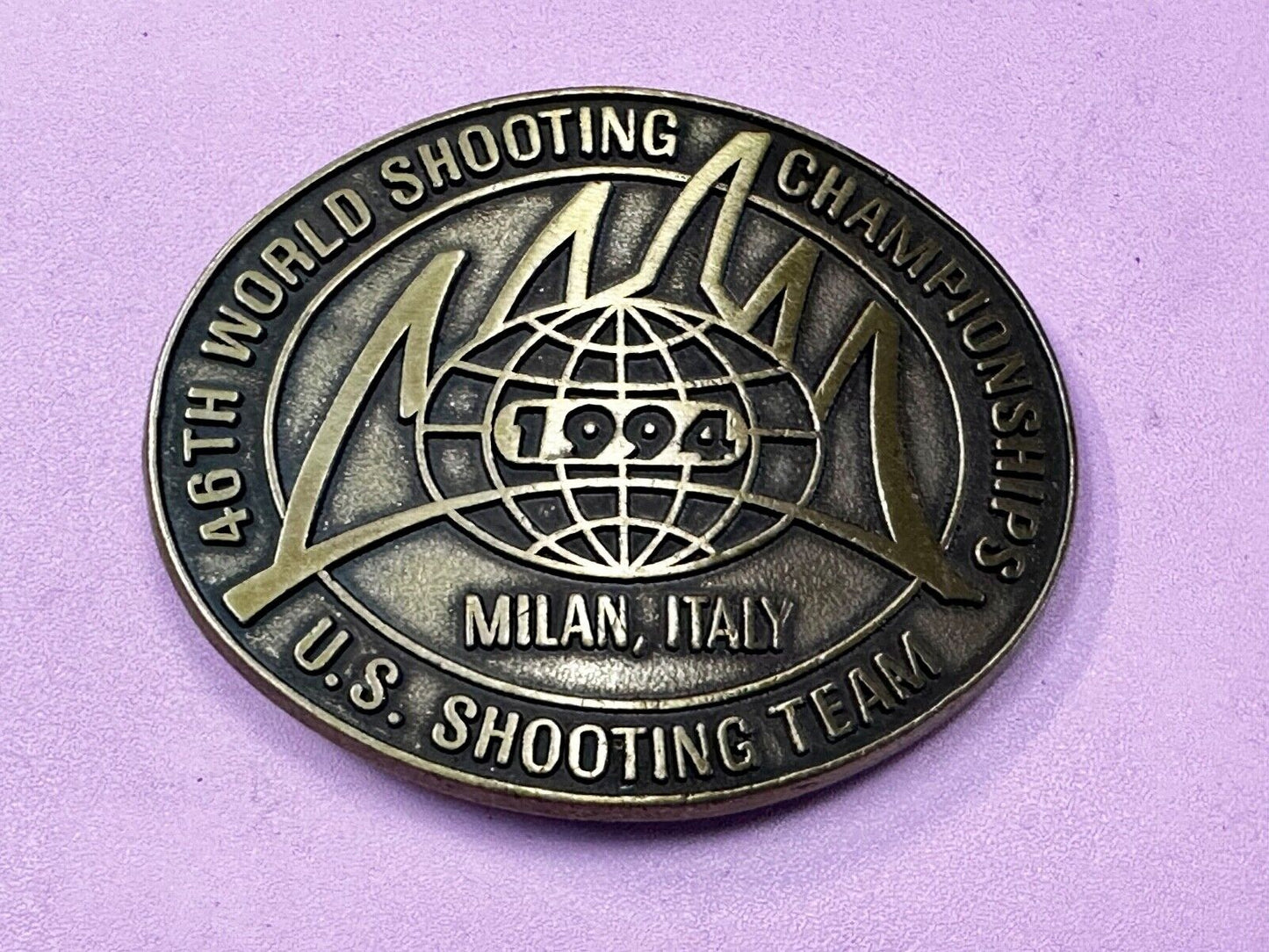 46TH World US Shooting Championship 1994 Milan Italy Commemorative Belt Buckle