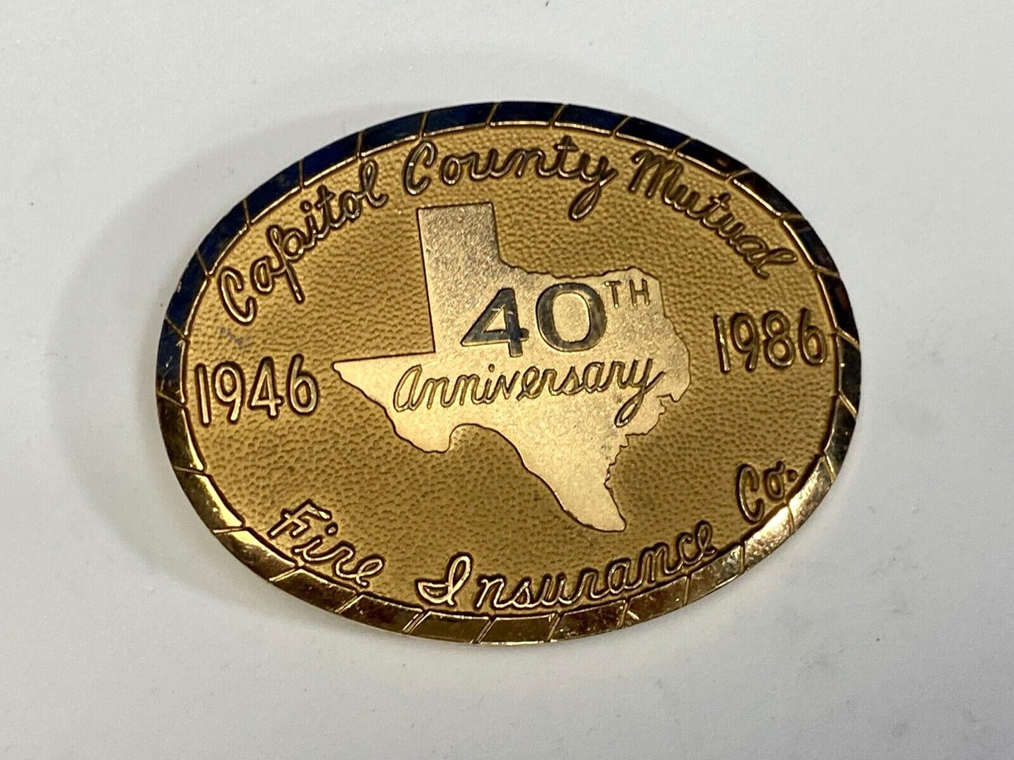 Vintage Capitol County Mutual Texas 40Th Fire Insuriance Co Baliour Belt Buckle