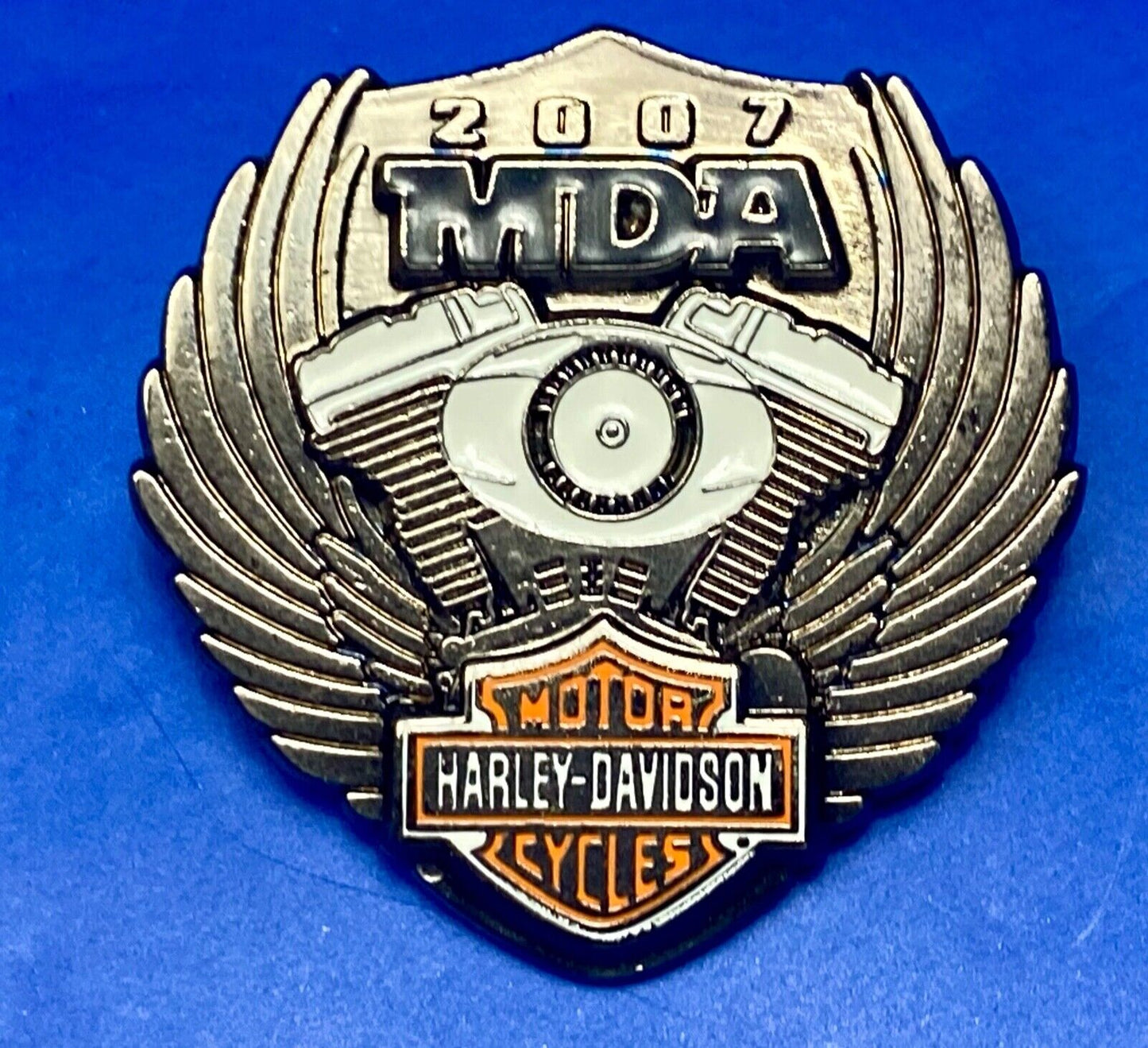 2007 MDR Ride Harley Davidson Motorcycle Collectors pin Engine & Wings