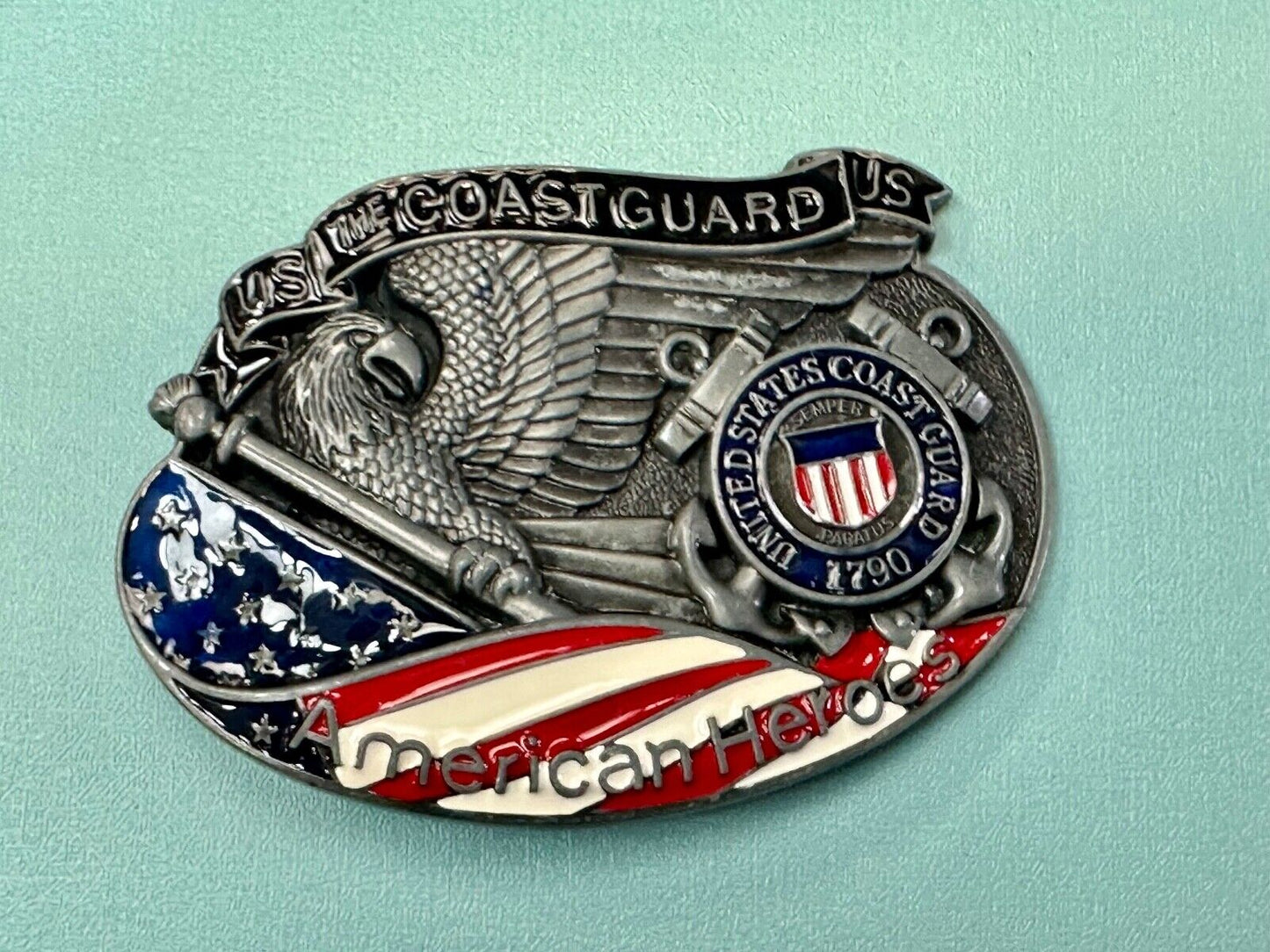 The US Coastguard raised dimensional belt buckle America's Heroes
