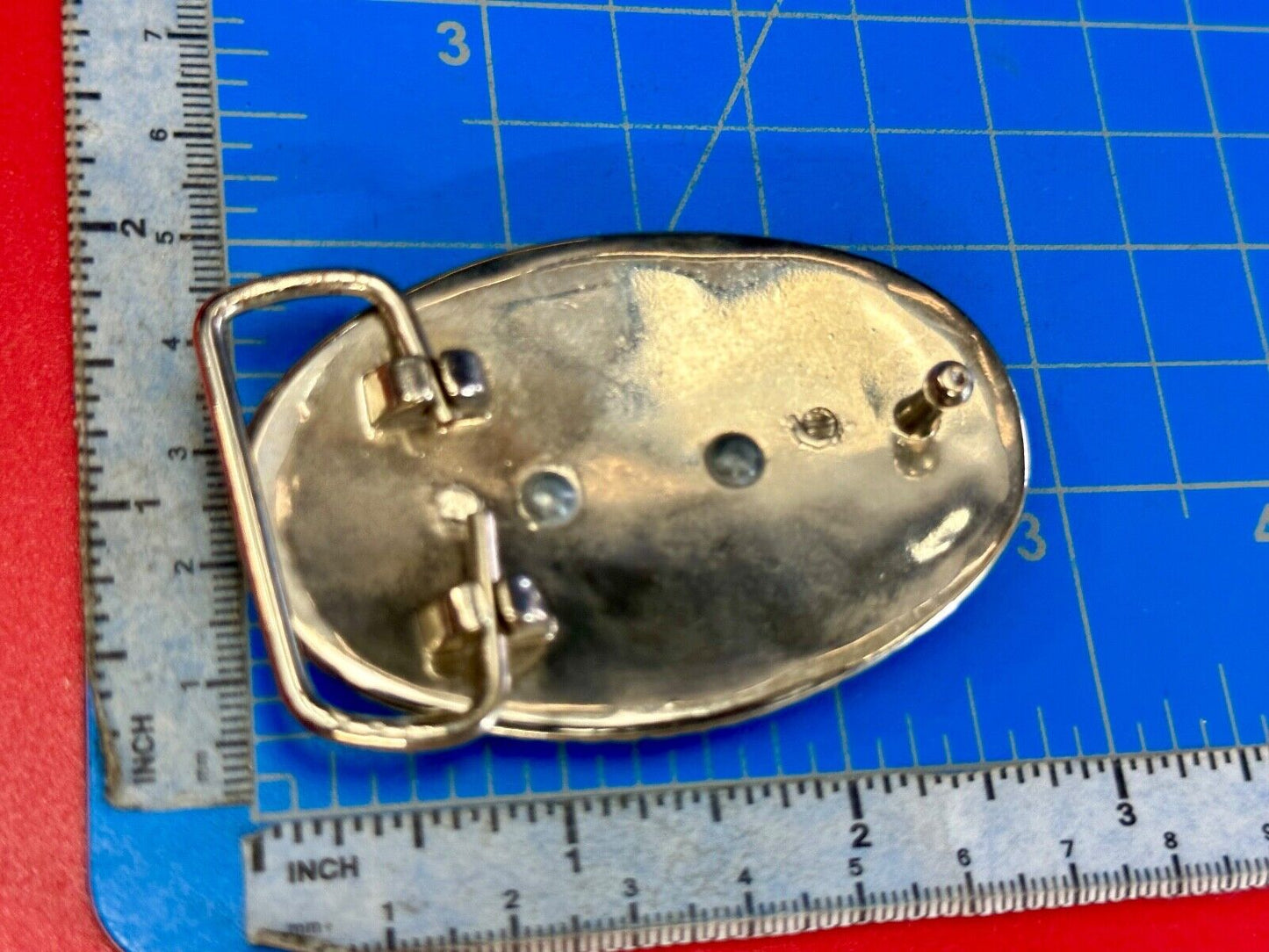Beautiful NOS Horse head / lucky horseshoe - small two tone oval belt buckle
