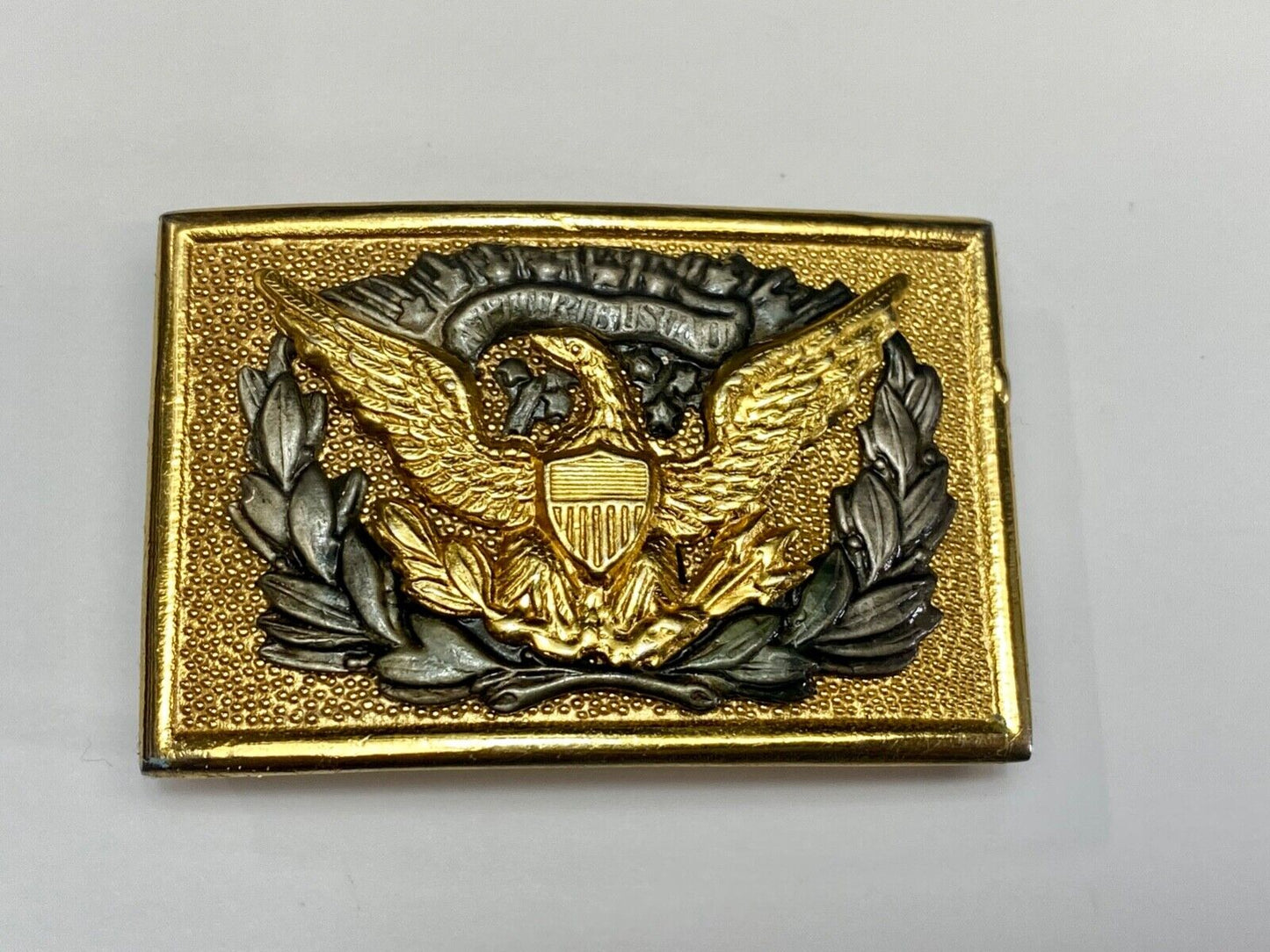 Vintage American Eagle Shield Olive Branch Emblem belt buckle & table plaque
