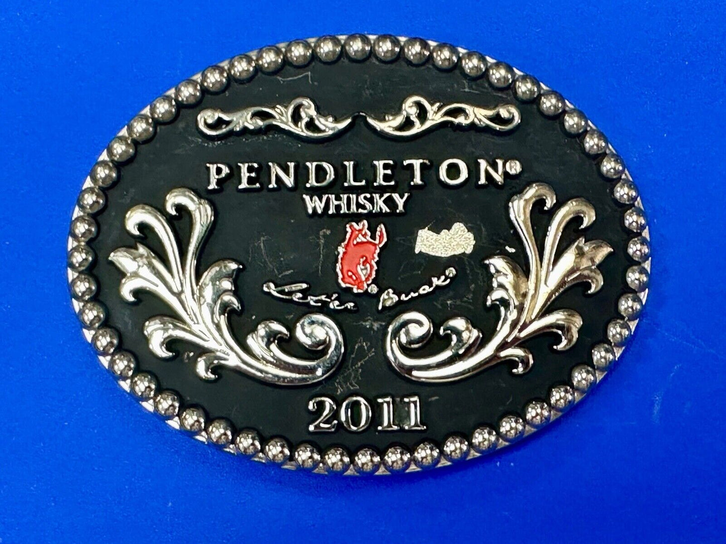 2011 Pendleton Whiskey Let'er Rodeo Cowboy Montana Silversmiths Buck Buckle