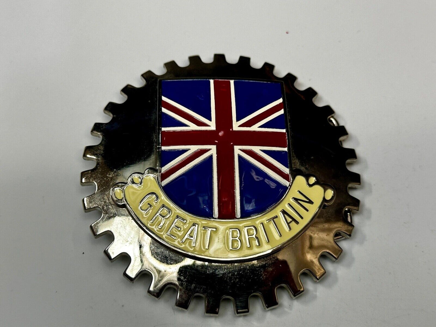 Uk Flag Vintage Gear shaped Silver Tone Belt Buckle by Artifakt