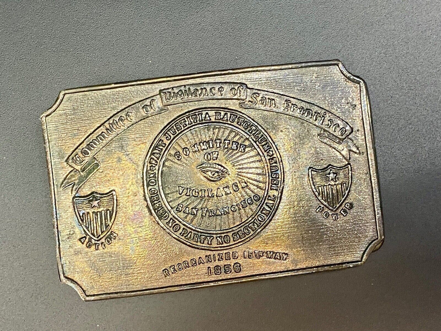VINTAGE 70s COMMITTEE OF VIGILANCE, SAN FRANCISCO CA BELT BUCKLE WY Studio Art