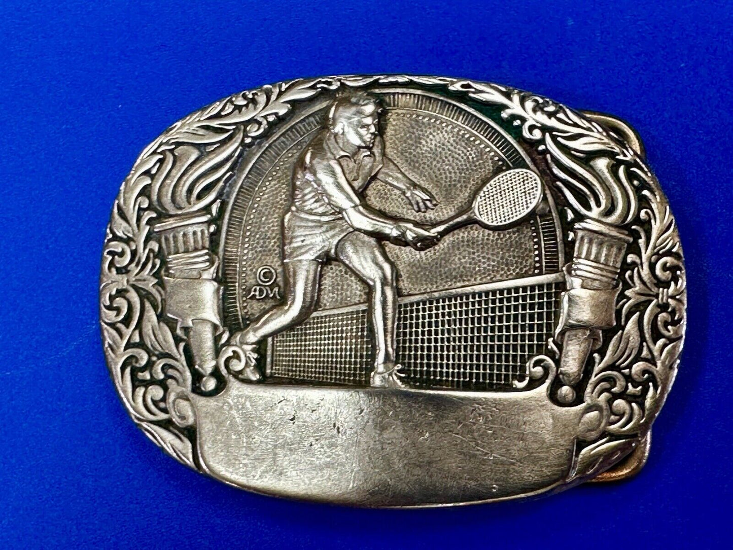 Tennis Player - Set Match Sports solid brass belt buckle by Award Design Medals