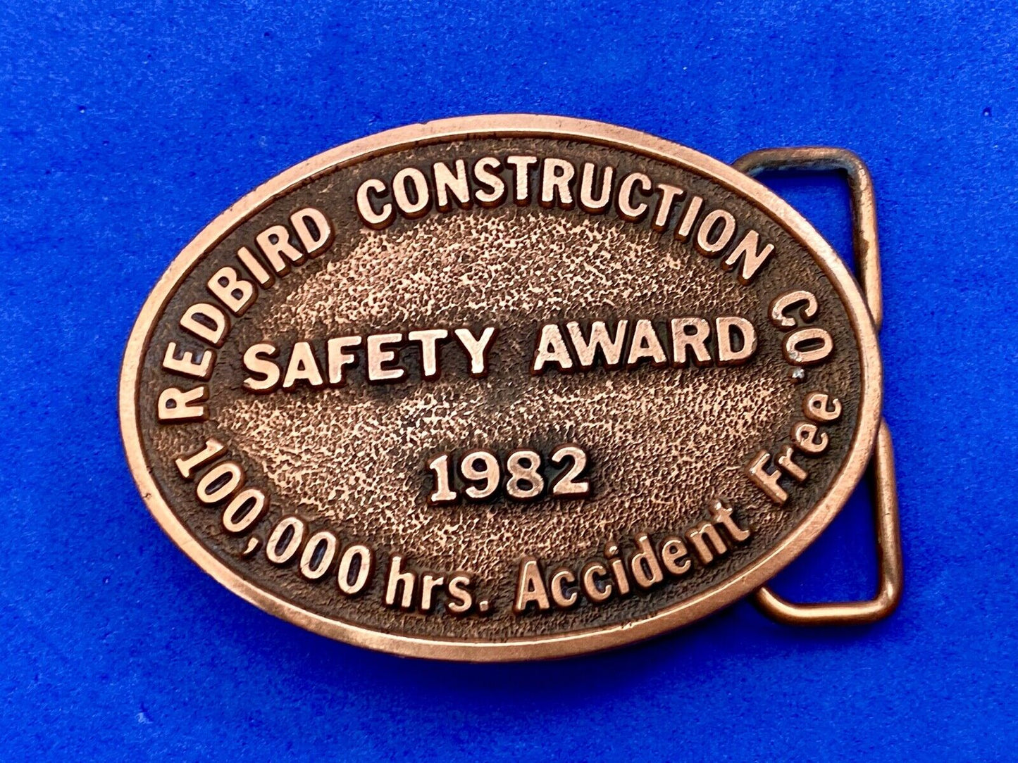 1982 Redbrid Constitution company - Accident free Safety Award belt buckle