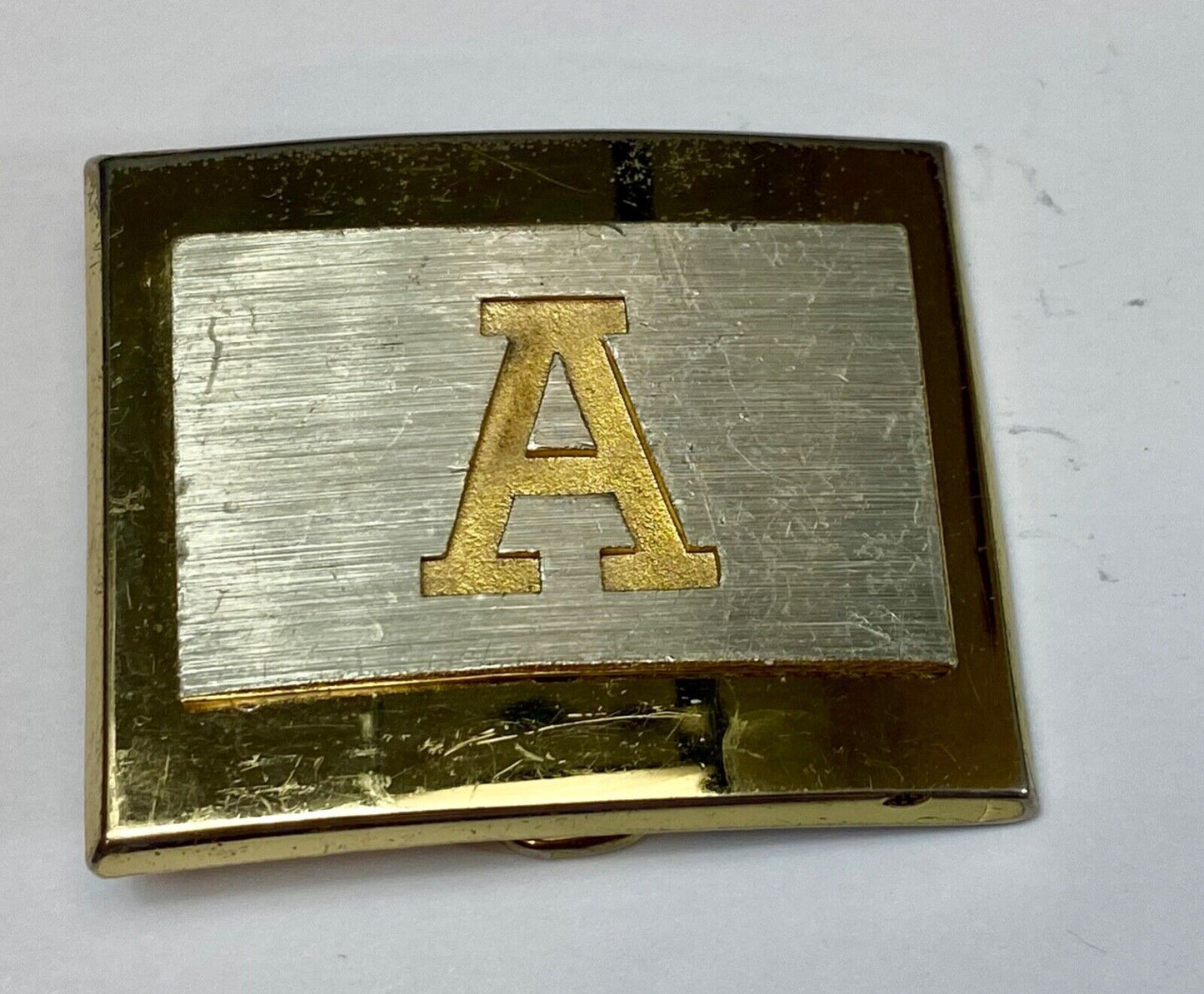 Vintage Dante Initial letter A two tone belt buckle