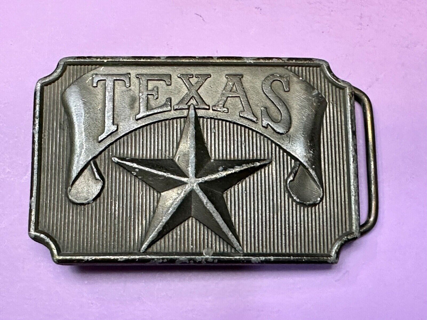 TEXAS State Pride - RAISED STAR centered western framed Belt Buckle by Exolvaco