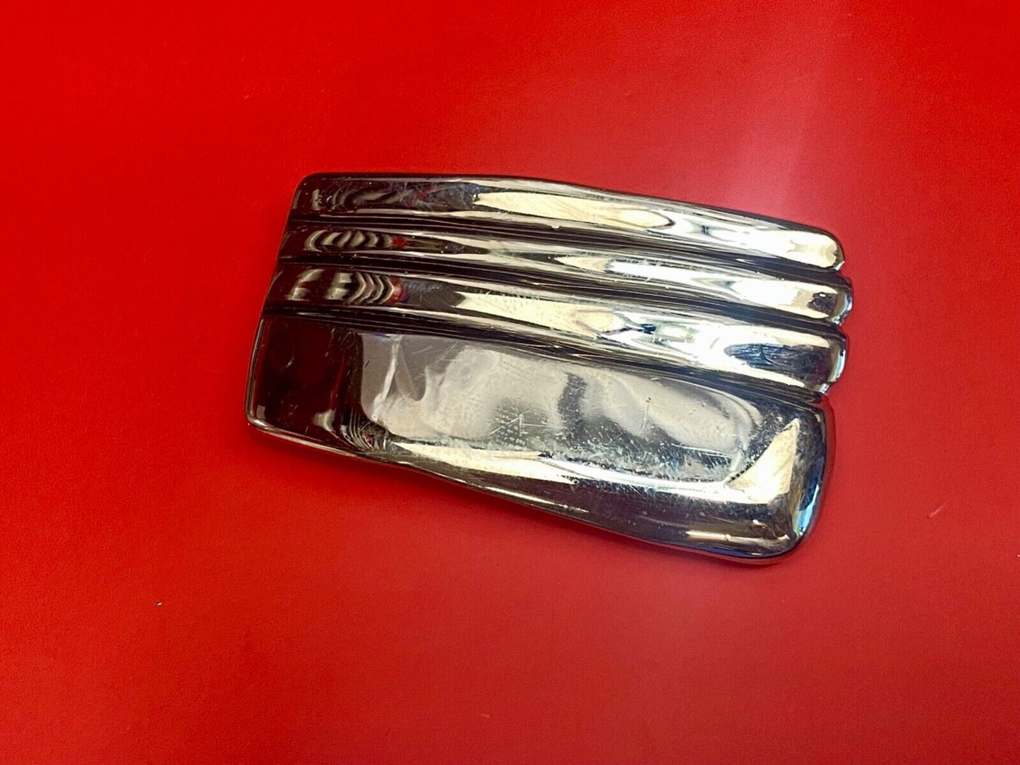 1982 Kathy young signed solid brass chrome color abstract art belt buckle