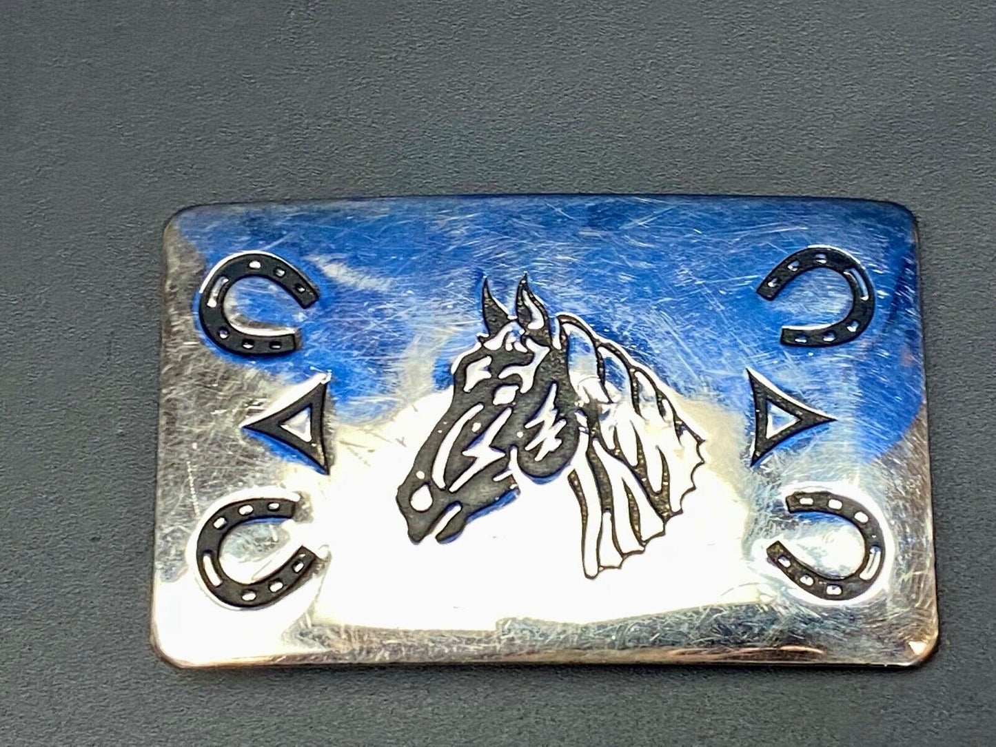 Vintage Chambers Belt Company Horse Head Shoes US made lucky western Buckle