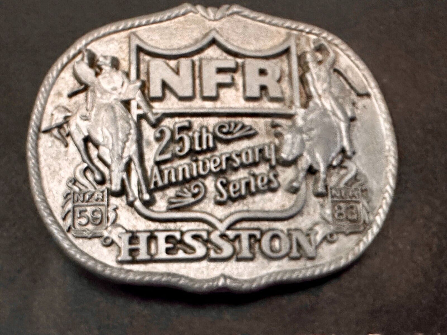 1983 25th Anniversary Hesston NFR National Finals Rodeo Western Belt Buckle
