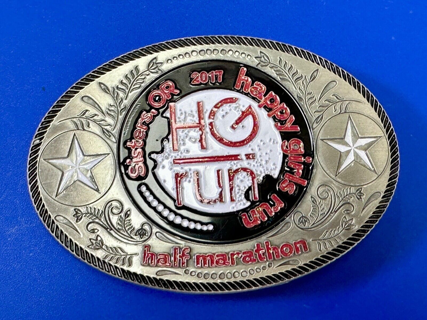 2020 Half Marathon award Happy Girls Sisters Run HG emblem belt buckle