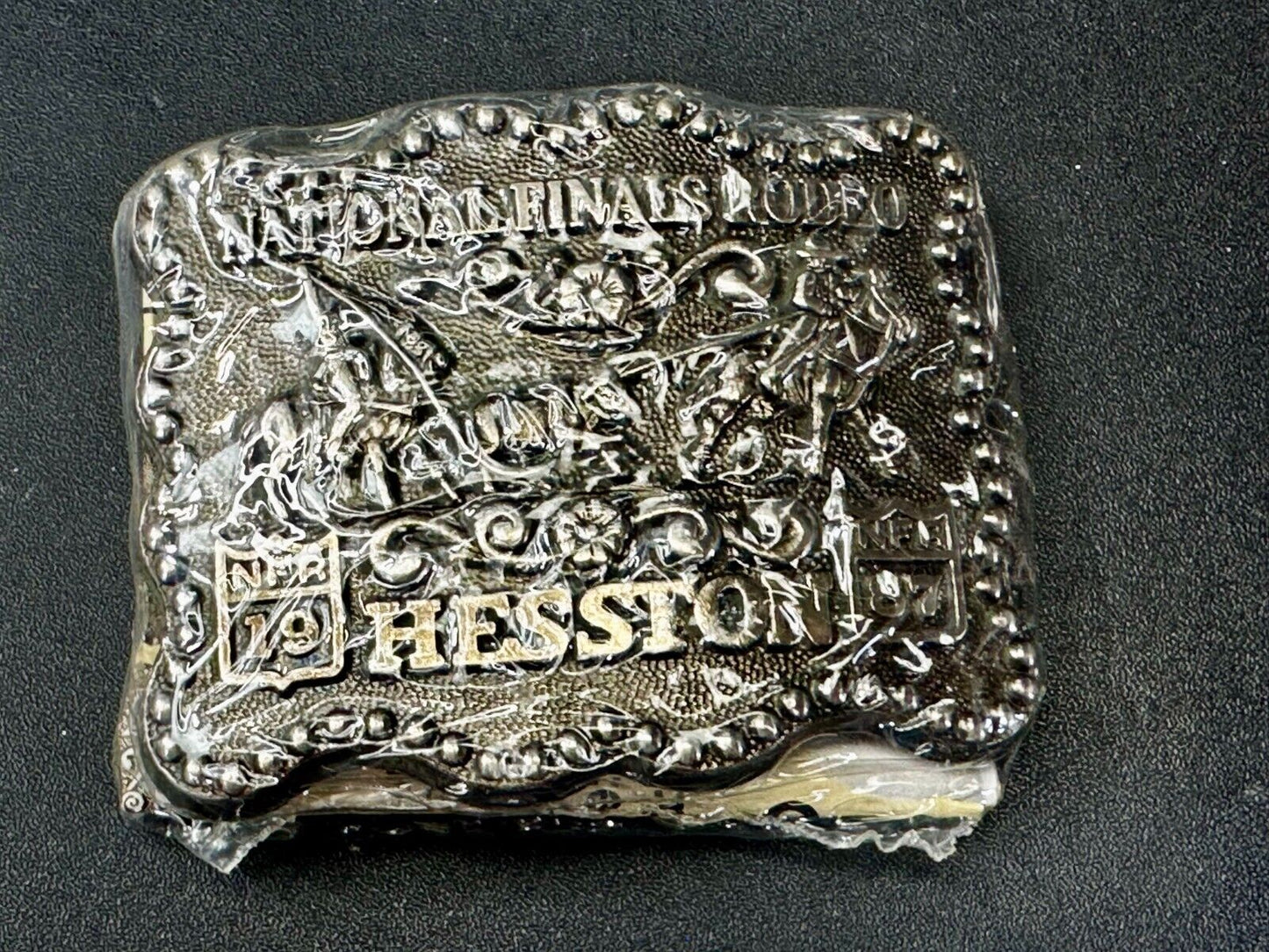 1987 Hesston National Finals Rodeo NFR Cowboys Youth Size NOS Belt Buckle