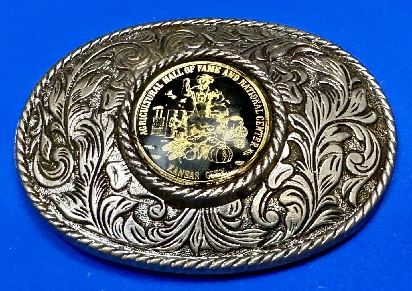 Agricultural Hall of Fame Kansas City western round centerpiece Belt Buckle